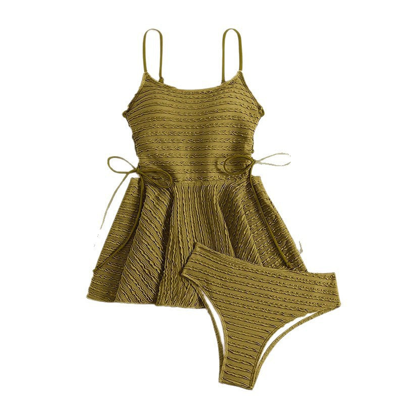 Damen Tankini mit gerafftem Design und seitlichen Bindebändern EB