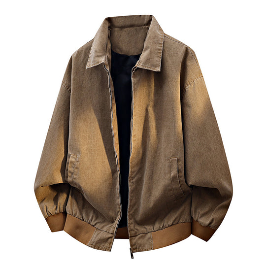 Herren oversized Freizeit-Bomberjacke aus Baumwollmix mit Reißverschluss, Stehkragen und elastischen Bündchen EB