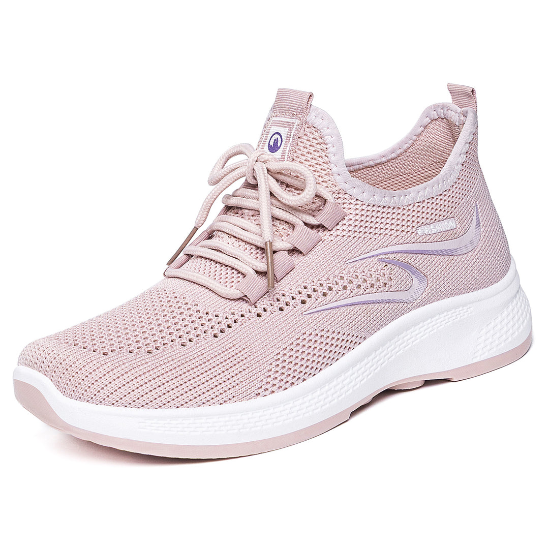 Damen nan atmungsaktiver Strick-Freizeitsneaker mit elastischer Schnürung und stoßabsorbierender Keilsohle EB