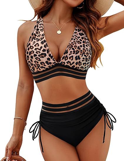Damen Bikiniset mit verstellbarem Bund und sportlichem V-Ausschnitt EB