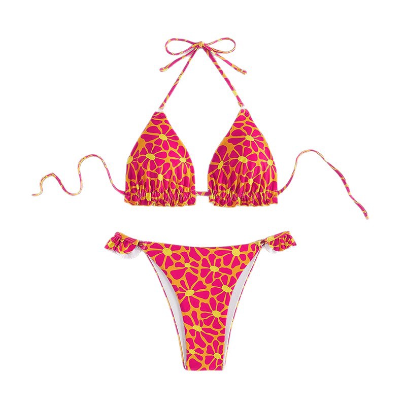 Damen Triangel-Bikini mit verstellbaren Trägern und Rüschendetails EB