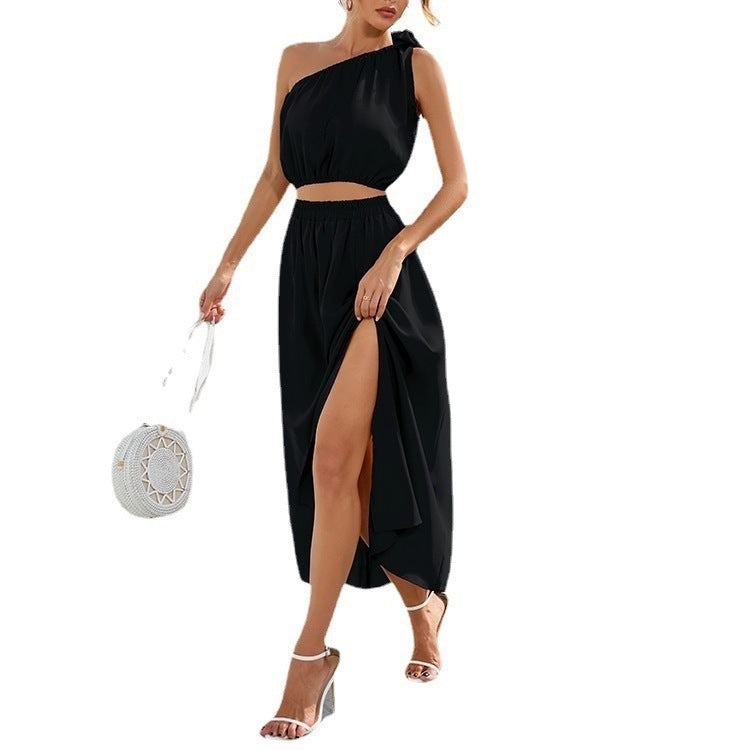 Damen Wickelkleid mit asymmetrischem Ausschnitt und Schwungvollem Saum EB
