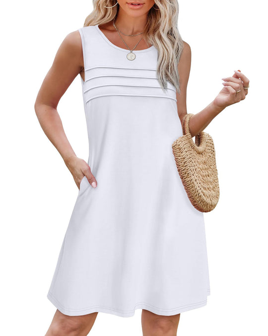 Damen Sommerkleid mit eleganter Faltenstruktur und praktischen Eingrifftaschen EB