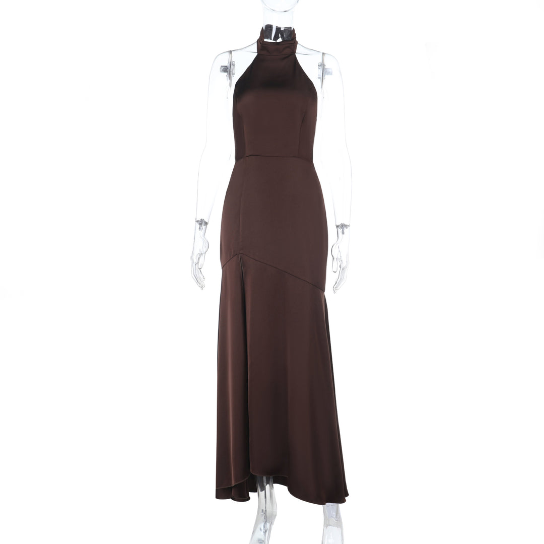 Damen Elegantes Maxikleid mit raffiniertem Stehkragen EB