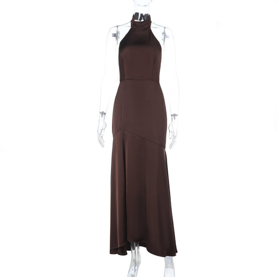 Damen Elegantes Maxikleid mit raffiniertem Stehkragen EB