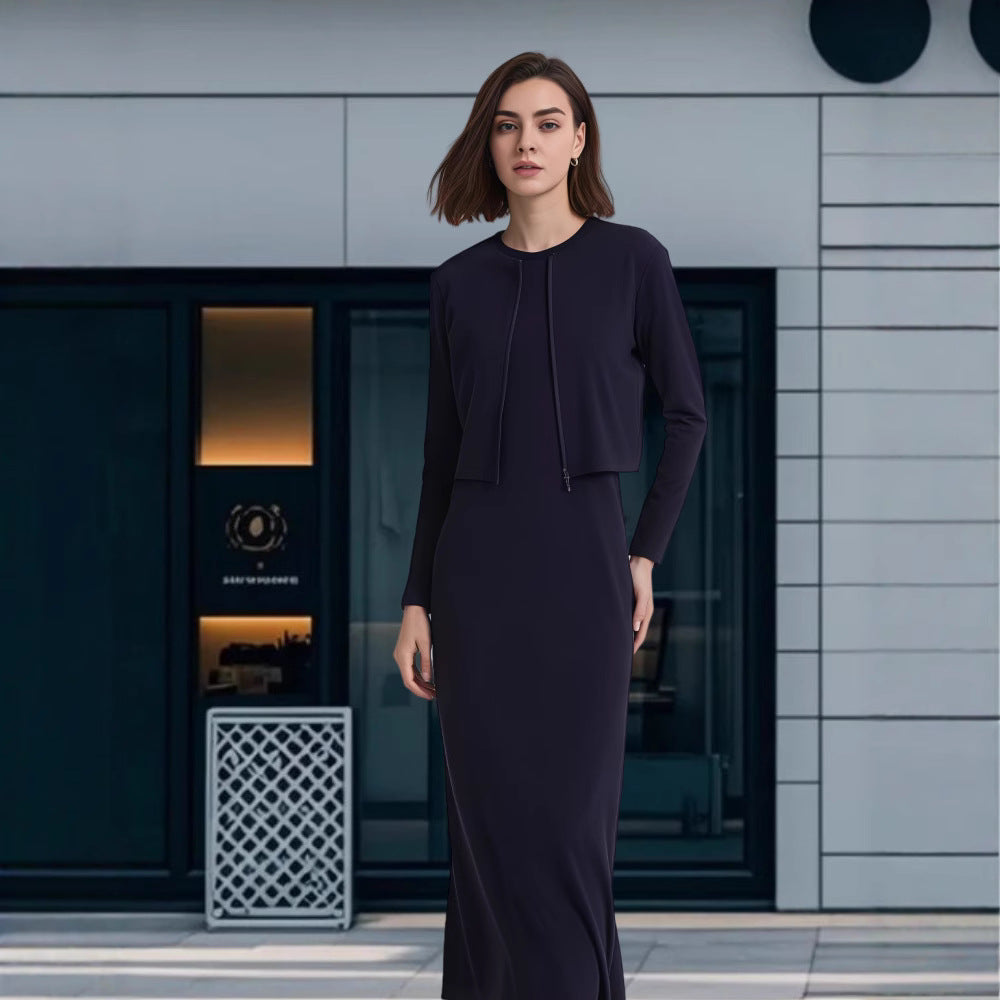 Damen Modisches Maxikleid mit eleganter Silhouette und Langarm EB
