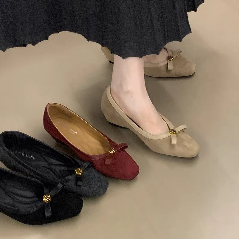Damen elegante Ballerinas mit dekorativer Schleife EB