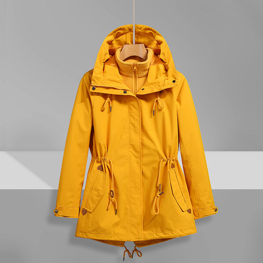 Damen wasserfeste Übergangsjacke mit verstellbarem Kapuzensystem und praktischen Taschen EB