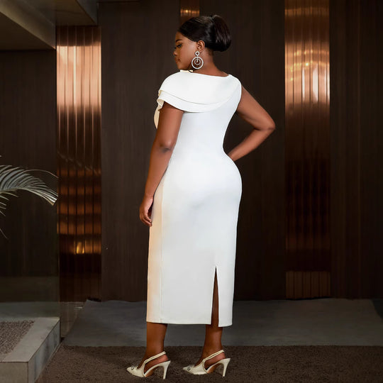 Damen figurbetontes Abendkleid mit 3D-Blumenapplikation EB