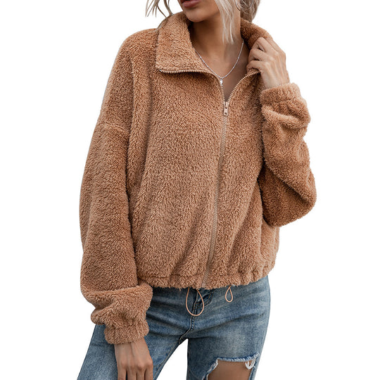 Damen Fleecejacke mit hohem Kragen und elastischem Bund EB