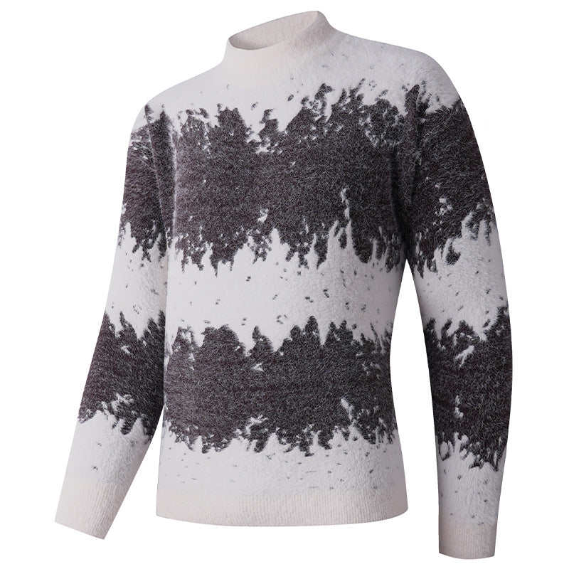 Damen kreativer Strickpullover mit hohem Kragen und einzigartigem Muster EB