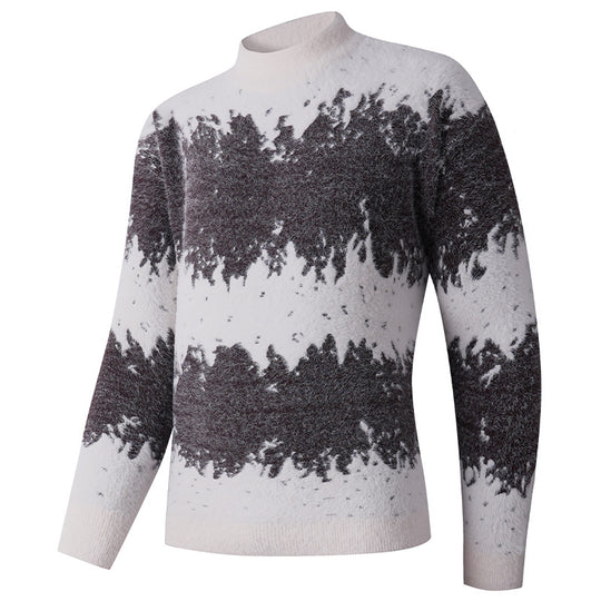 Damen kreativer Strickpullover mit hohem Kragen und einzigartigem Muster EB
