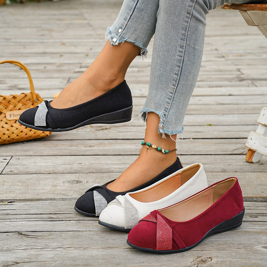 Damen Wedge-Ballerinas mit funkelnden Applikationen und komfortablem Fußbett EB