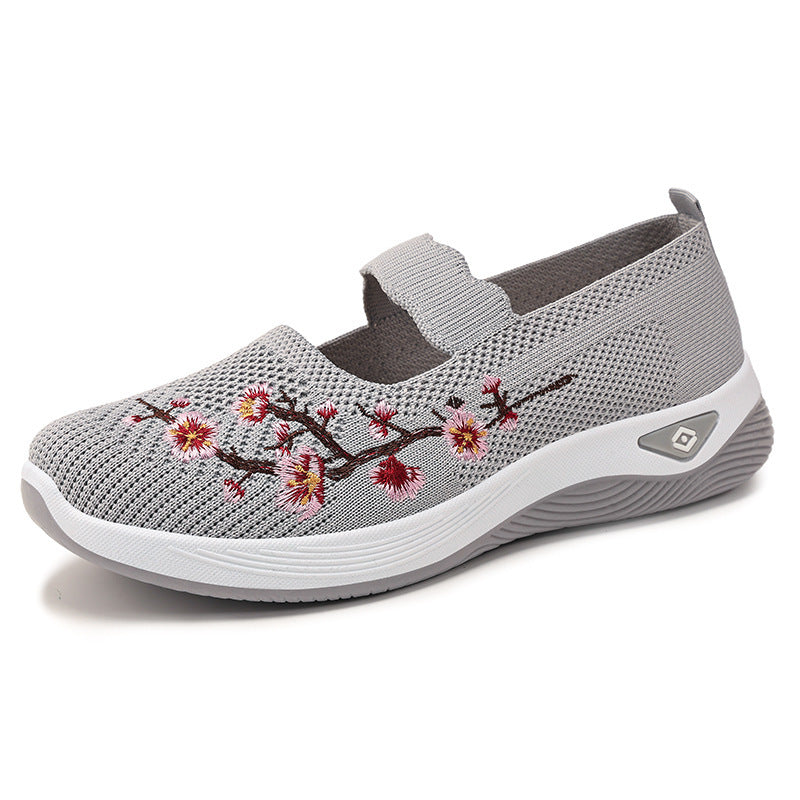 Damen Slip-On Ballerinas mit floralem Strickdesign EB