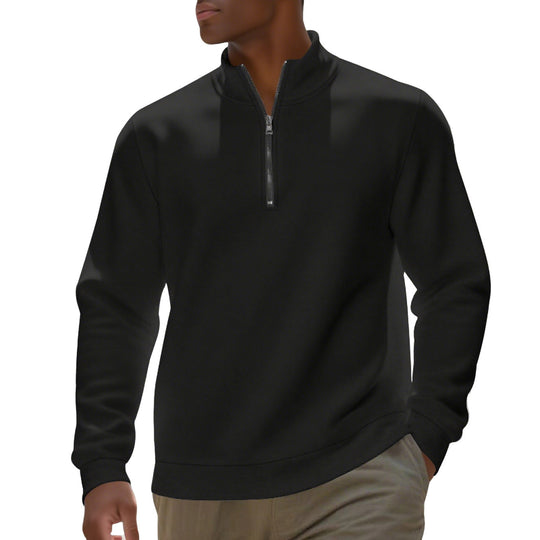 Herren nan Halbzip-Sweatshirt aus Baumwollmix mit Stehkragen, weichem Innenfutter und Rippbündchen EB