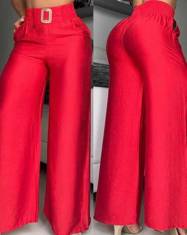 Damen weite Sommerhose mit stylischem Gürtel EB
