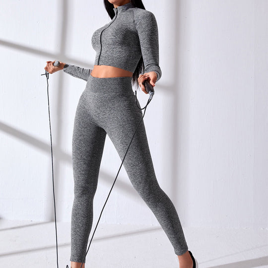 Damen Sportlicher Crop-Top mit Reißverschluss EB