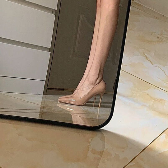 Damen spitze High Heel Pumps mit glänzender Oberfläche EB