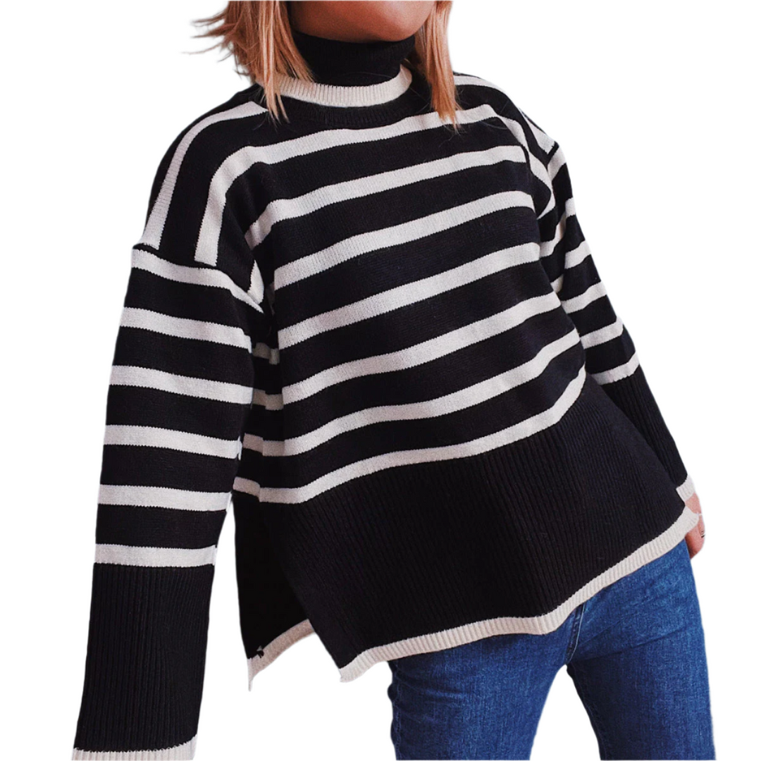 EB | Gestreifter Strickpullover für Herbst & Winter
