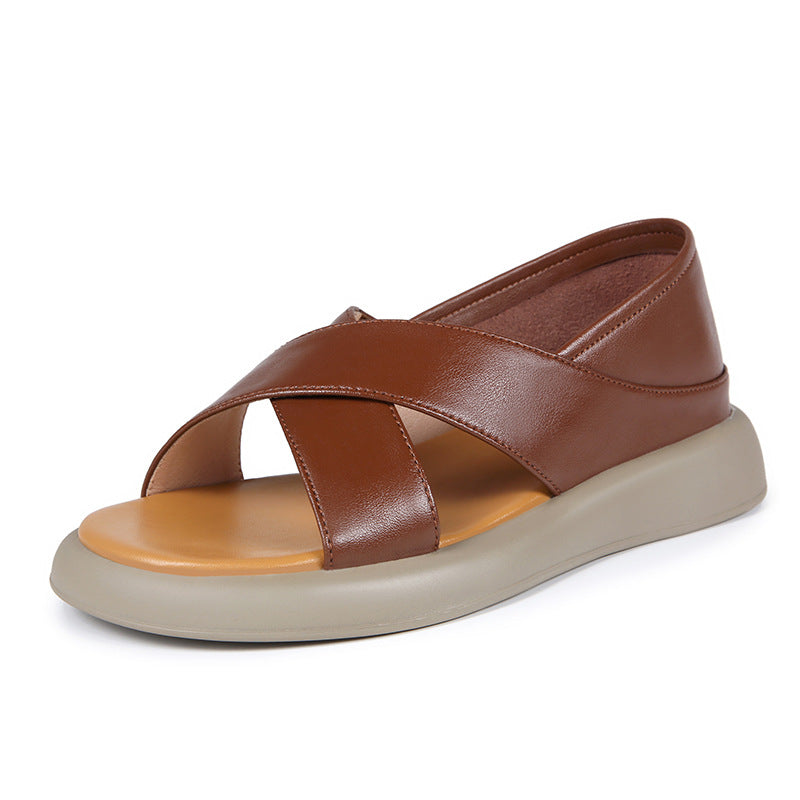 Damen komfortable Sandalen mit modernem Querriemen und rutschfester Sohle EB