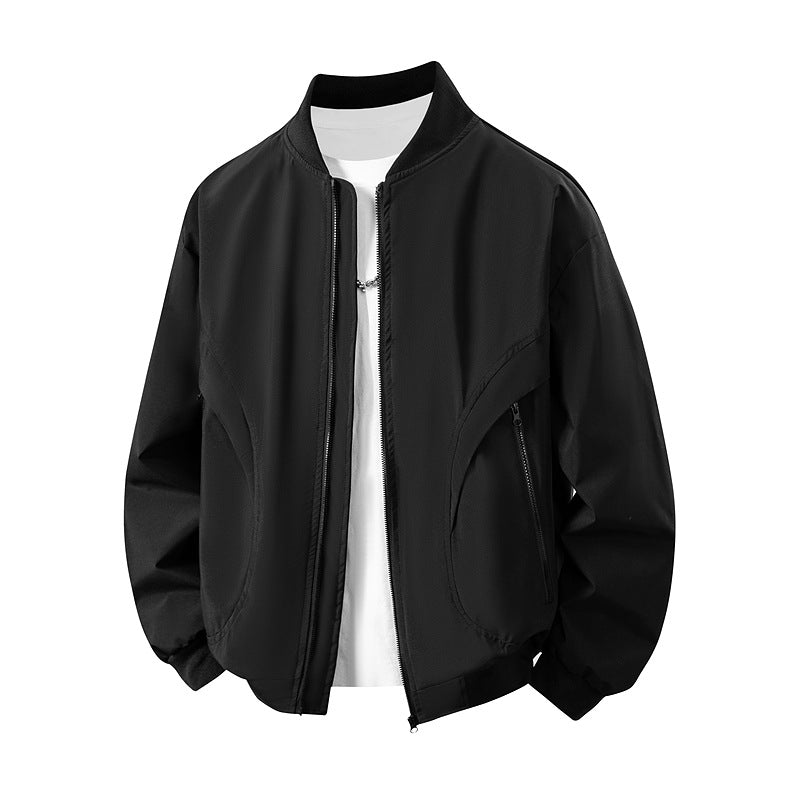 Damen lässige Freizeitschnittjacke mit seitlichen Reißverschlusstaschen und steigendem Kragen EB