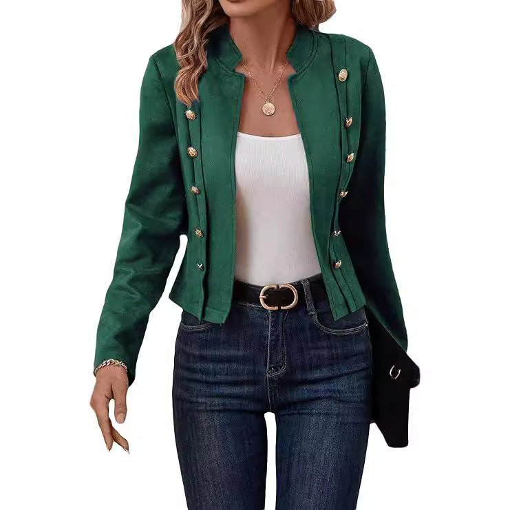 Damen modische Blazerjacke mit eleganten Knopfdetails EB
