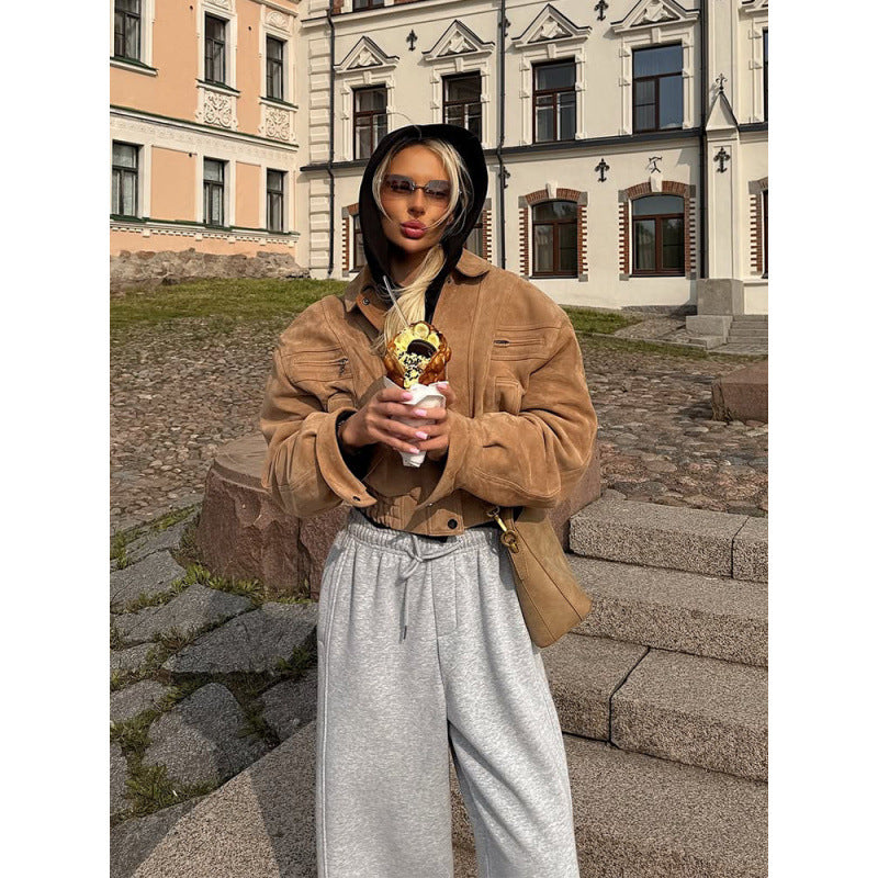 Damen Kunstleder-Windjacke mit tailliertem Schnitt und innovativen Details EB