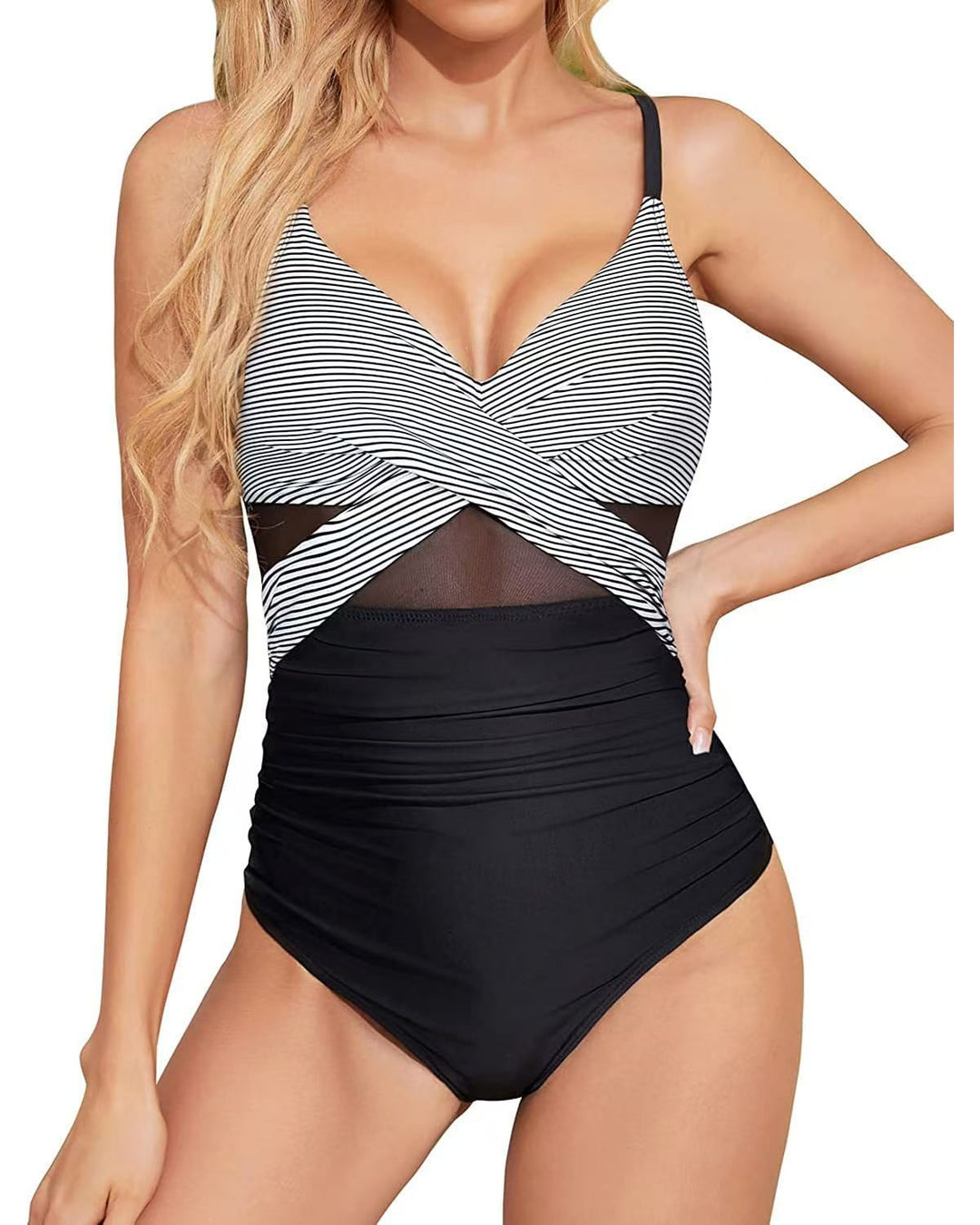 Damen Hochwertiger Einteiler Badeanzug mit trendigen Cut-Out-Details EB