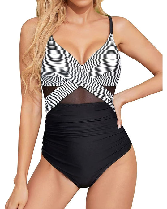 Damen Hochwertiger Einteiler Badeanzug mit trendigen Cut-Out-Details EB