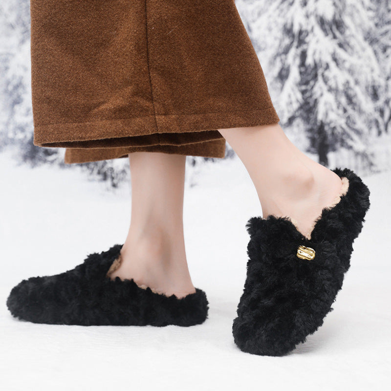 Damen Flauschige Hausschuhe mit modischem Design und warmem Futter EB