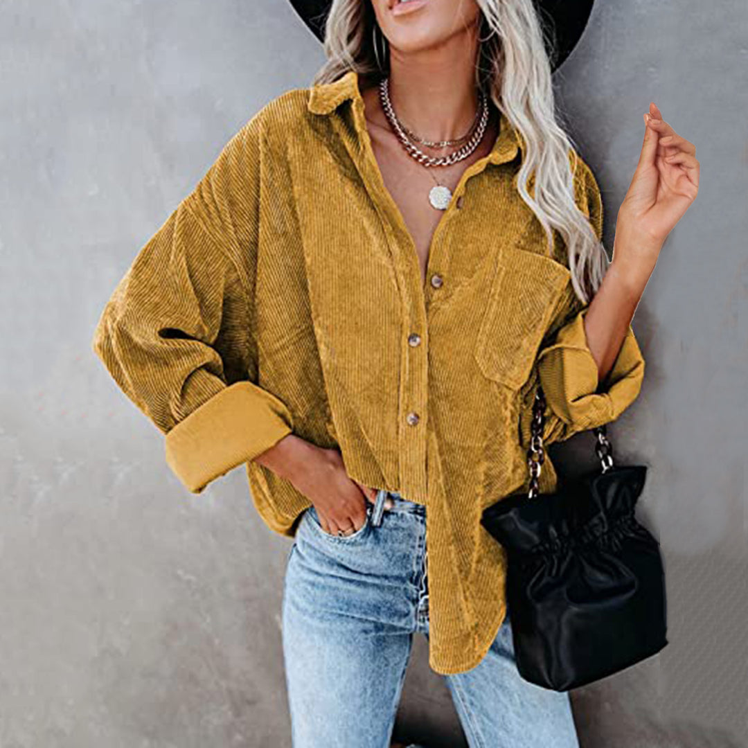 Damen Übergroße Kordbluse EB