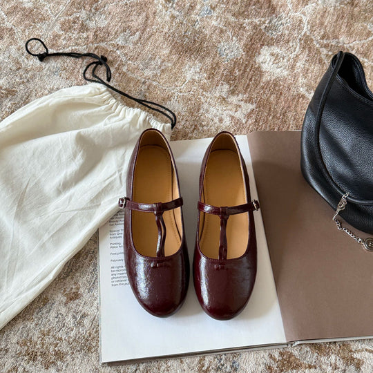 Damen Elegante Mary Jane Ballerinas mit modischem Riemchen und bequemer Polsterung EB
