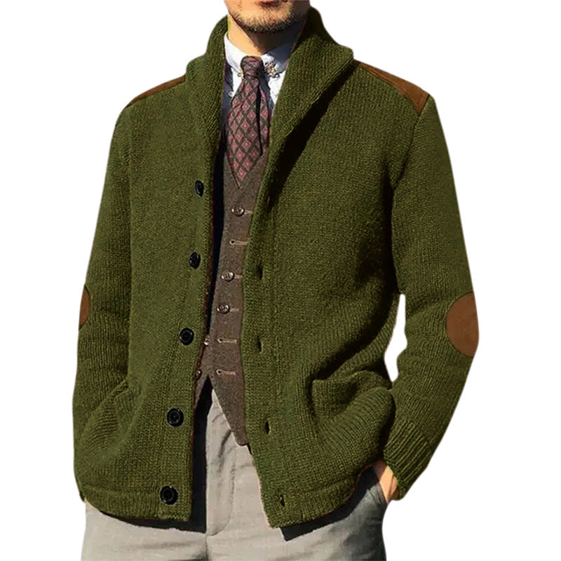Herren kuscheliger Strickcardigan mit modernem Schalkragen und praktischen Knopfdetails EB