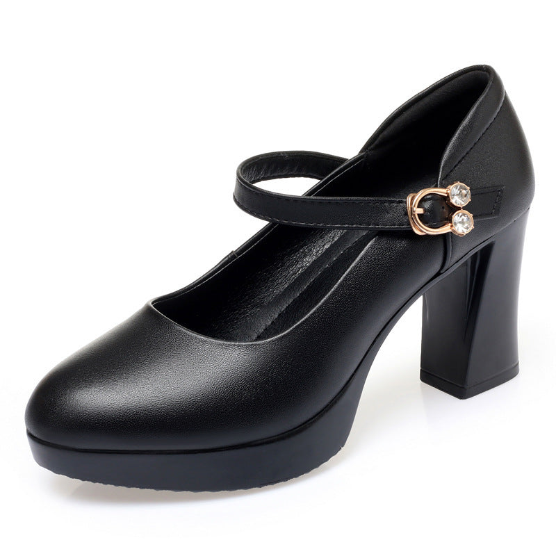Damen Mary Jane Pumps mit Riemchen und elegantem Blockabsatz EB