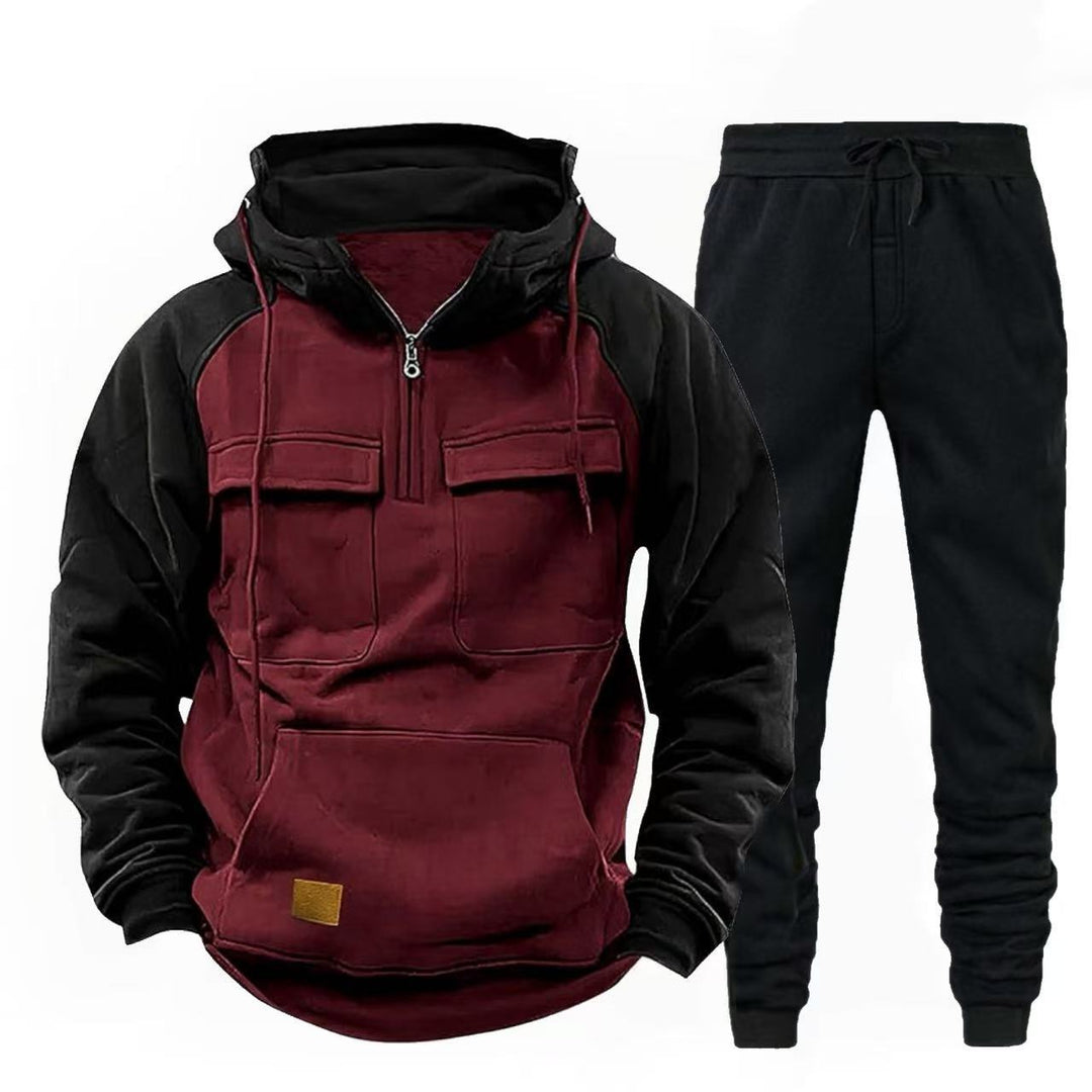 Herren funktionale Kapuzenjacke mit Reißverschluss und Jogginghose EB
