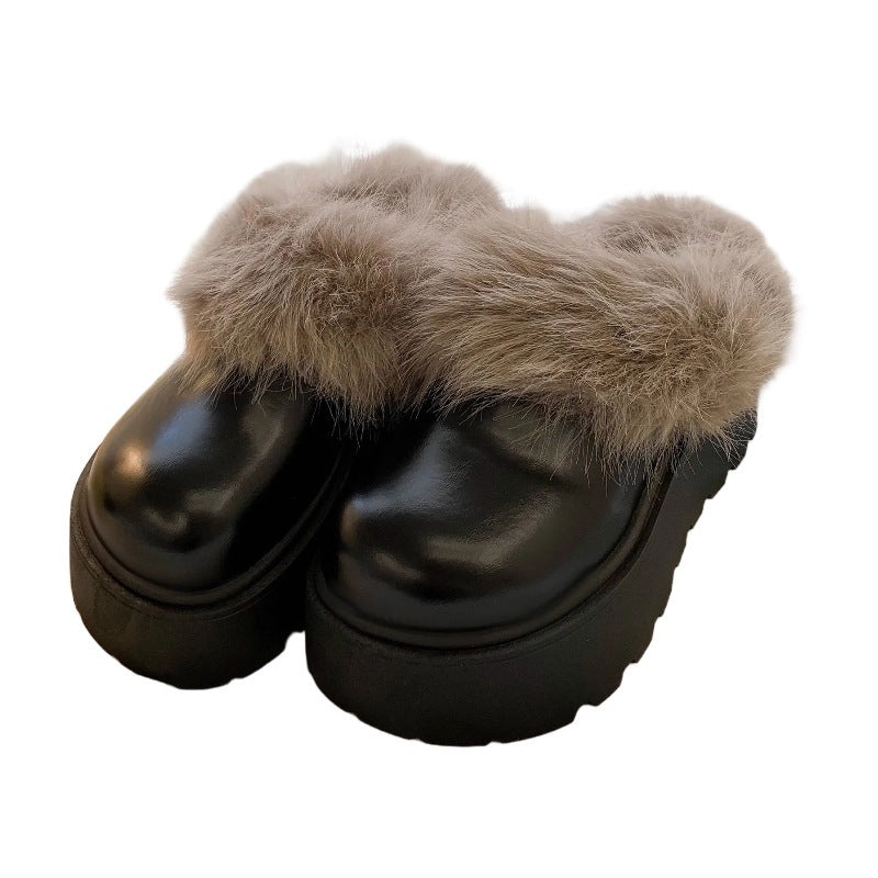 Damen Flauschige Clogs mit hochwertigem Kunstfell und robuster Sohle EB