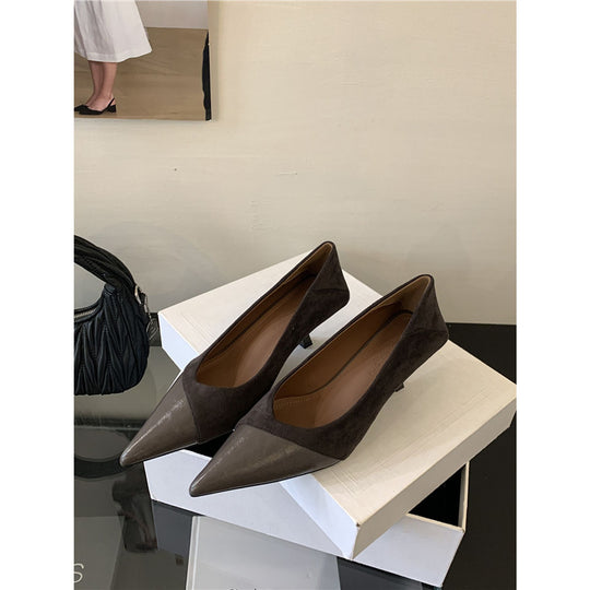 Damen spitze Pumps aus hochwertigem Veloursleder und Lack EB