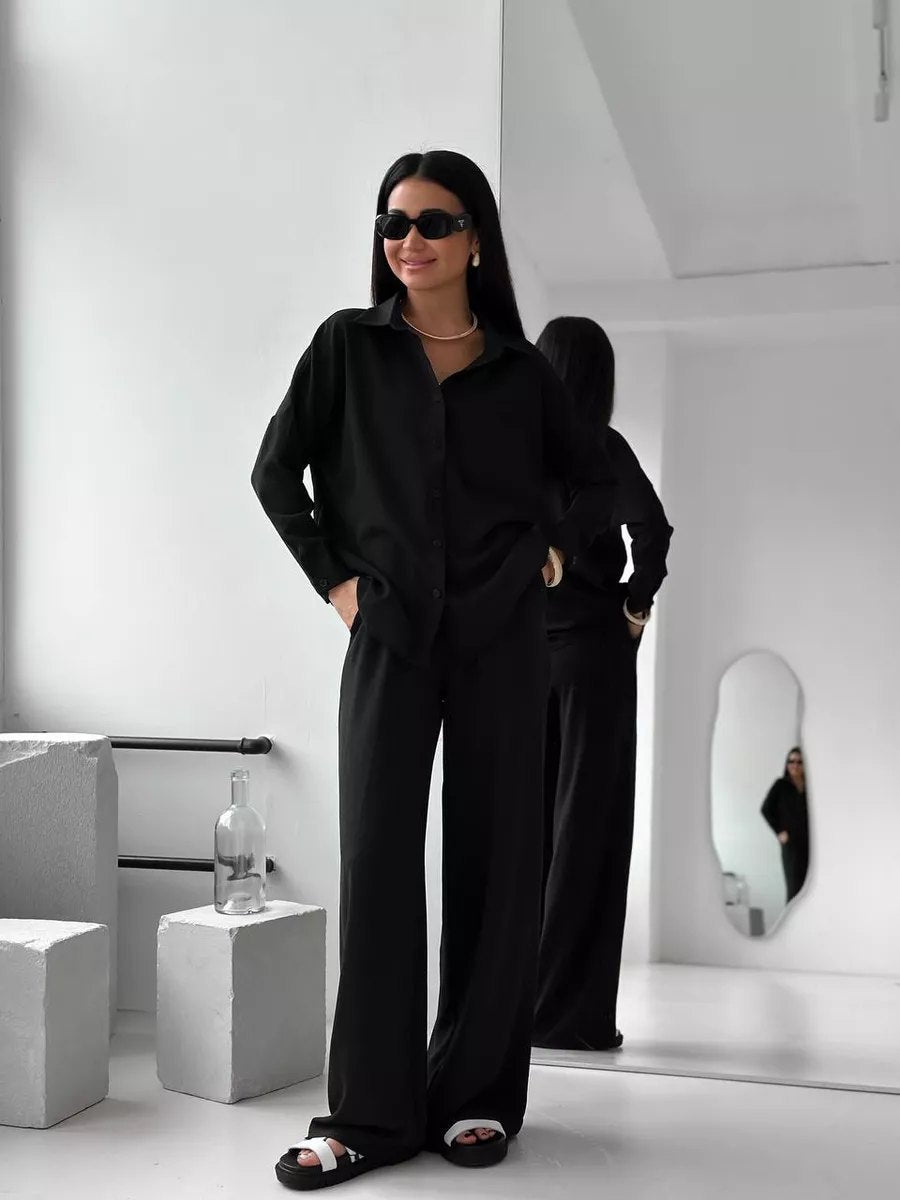 Damen lässige Bluse im Oversized-Stil mit Taschen EB