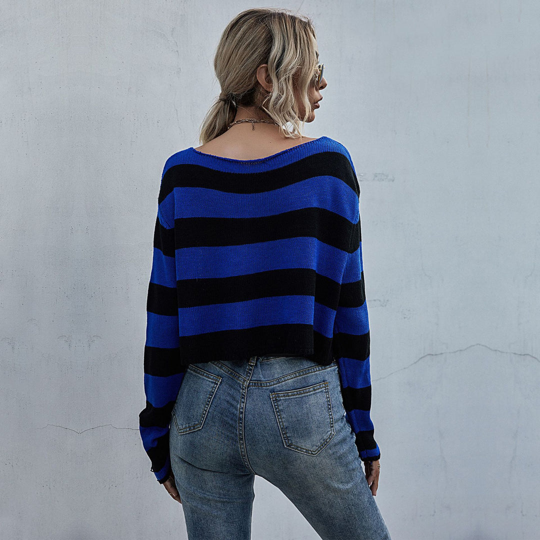 Damen lässiger Streifenpullover im Oversized Schnitt EB