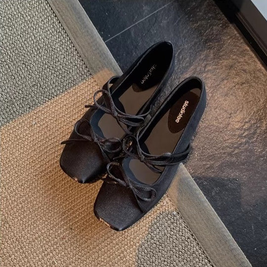 Damen elegante Ballerinas mit Schleifenverzierung und komfortabler Fußbettstruktur EB
