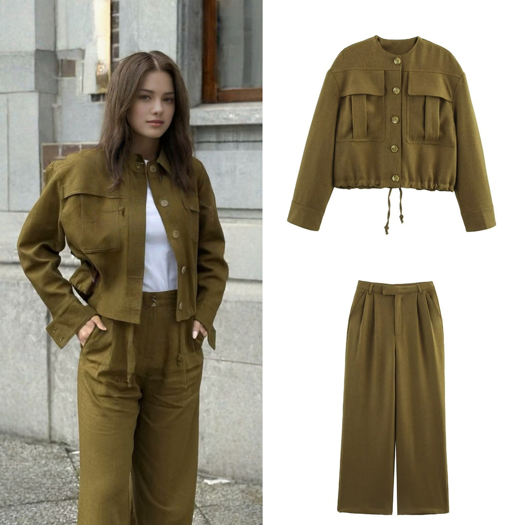 Damen weite Hose mit hohem Bund und Faltenwurf EB