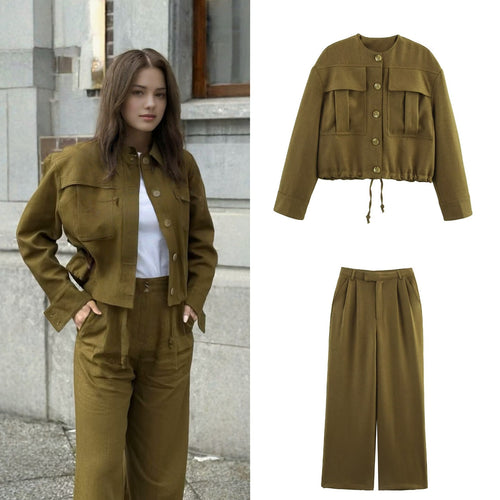 Damen weite Hose mit hohem Bund und Faltenwurf EB