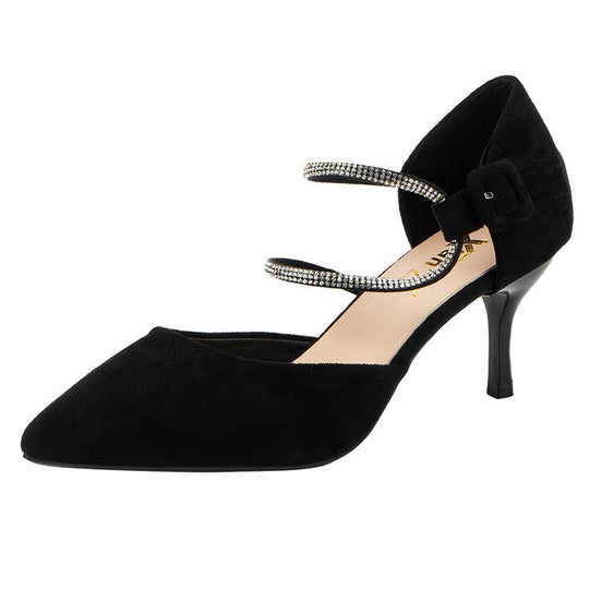 Damen High Heel Pumps mit elegantem Strassriemen EB