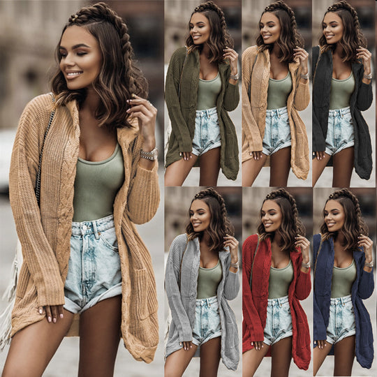 Damen Strickjacke mit offenen Seiten und extra langen Ärmeln EB