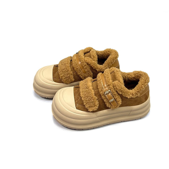 Damen Komfortable Sneaker mit kuscheligem Fleece-Futter und praktischen Klettverschlüssen EB