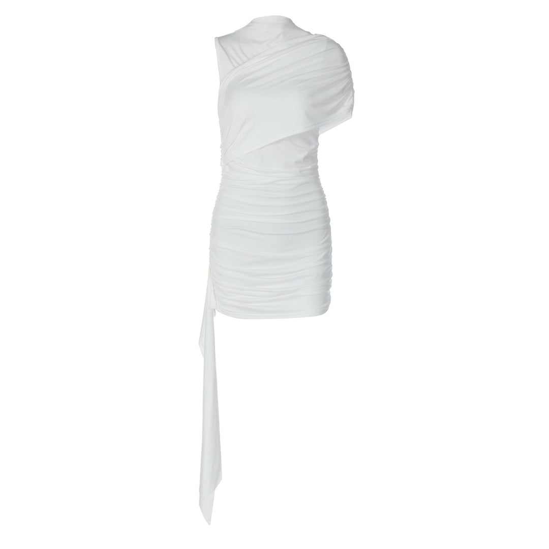 Damen Elegantes Cocktailkleid mit asymmetrischem Saum und Raffung EB
