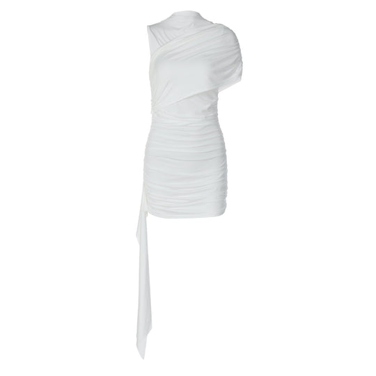 Damen Elegantes Cocktailkleid mit asymmetrischem Saum und Raffung EB