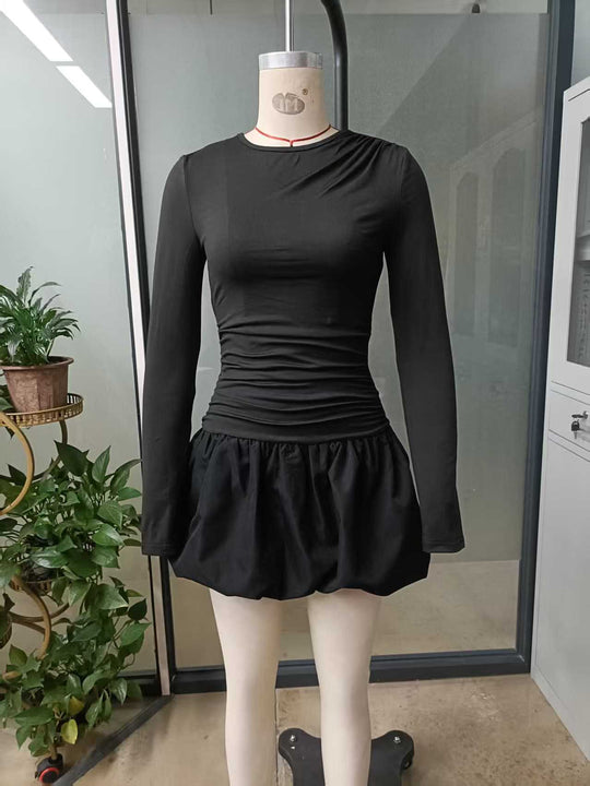 Damen Longsleeve T-Shirt mit Ballonrock EB