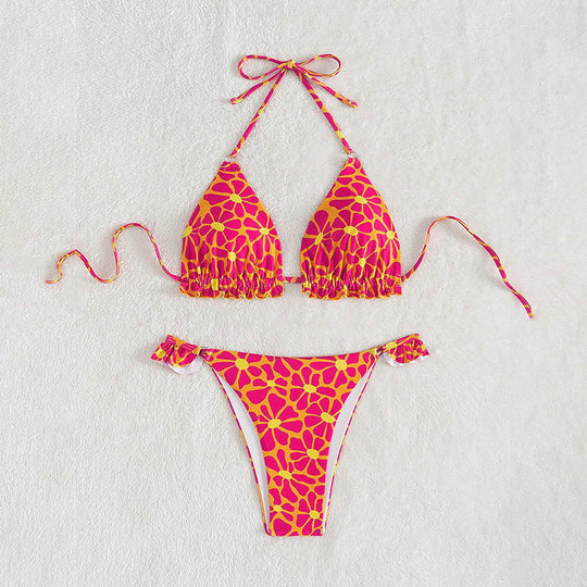 Damen Triangel-Bikini mit verspieltem Blumenmuster EB