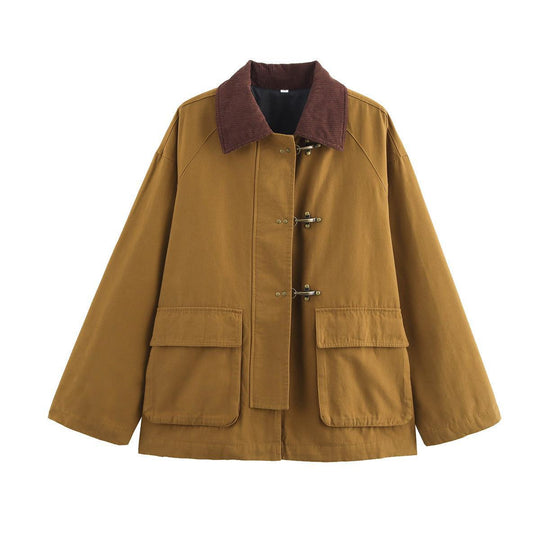 Damen Übergangsjacke mit praktischem Knopfverschluss und großen Taschen EB